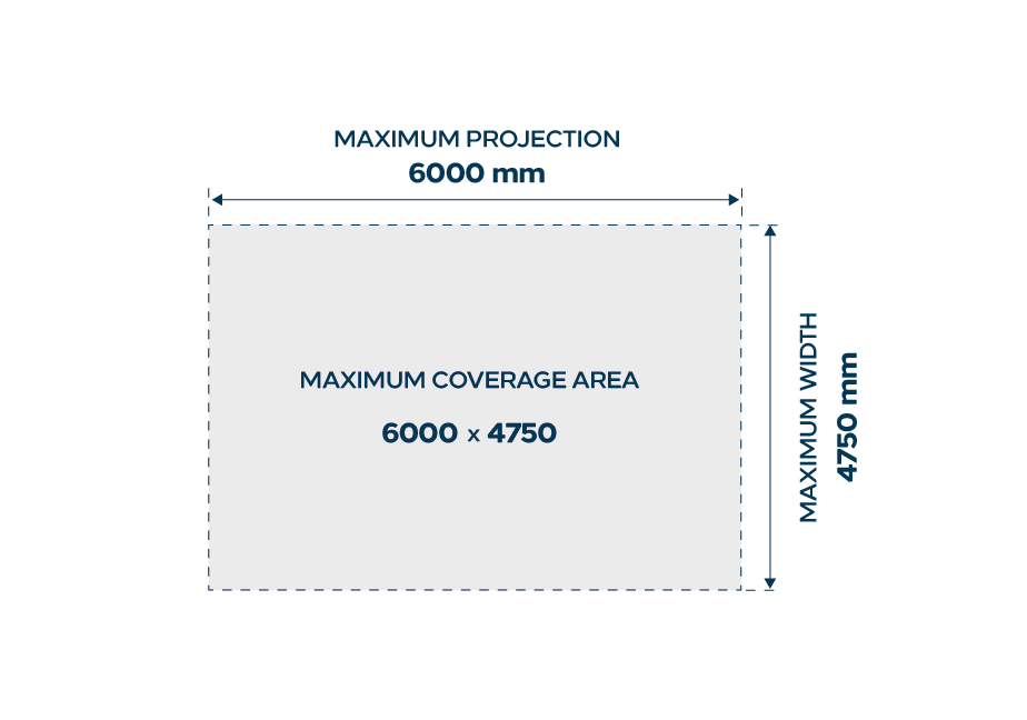 LR-8800 maximum width, projection and area dimensions