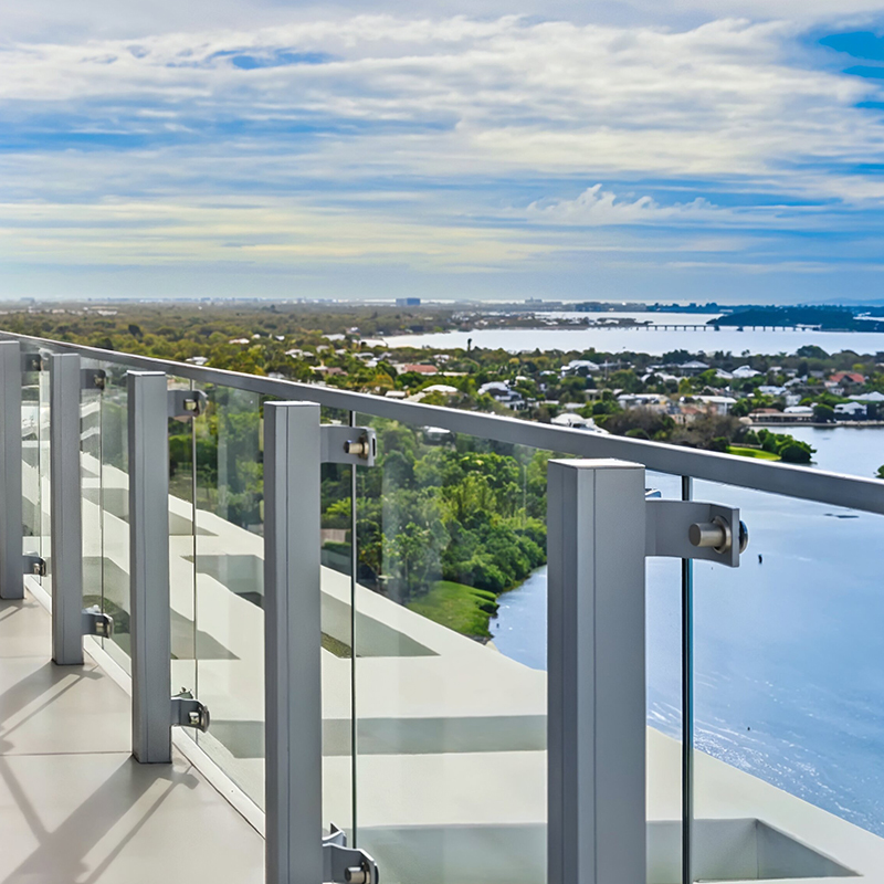 LR-4900 glass railing system on a high-rise terrace