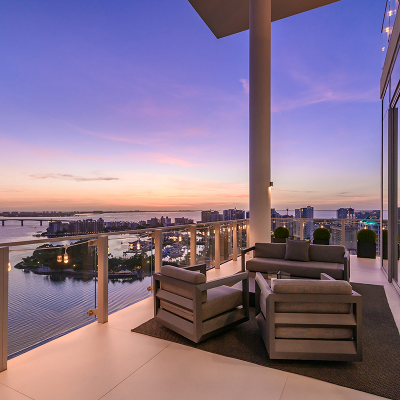 LR-4900 terrace application at sunset