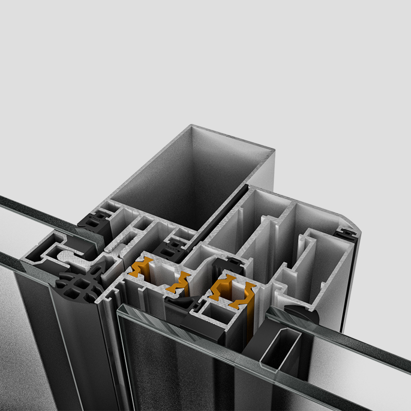 LR-9200 and LR-9300 stick facade mullion, transom and glazing profile section