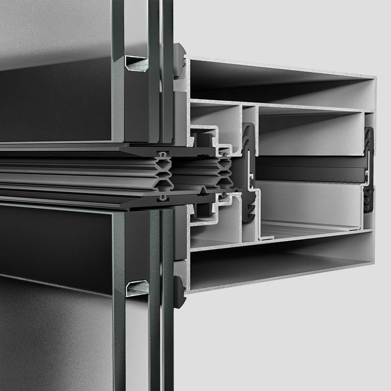 LR-9500 curtain wall profile, glazing and insulation section