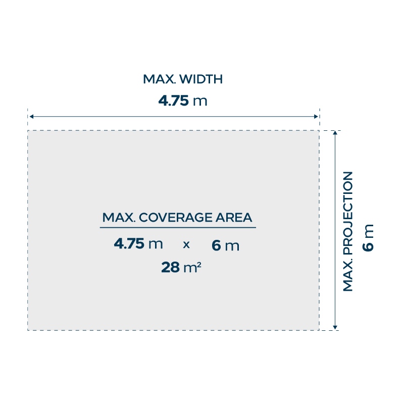 LR-8800 maximum width, projection and area dimensions