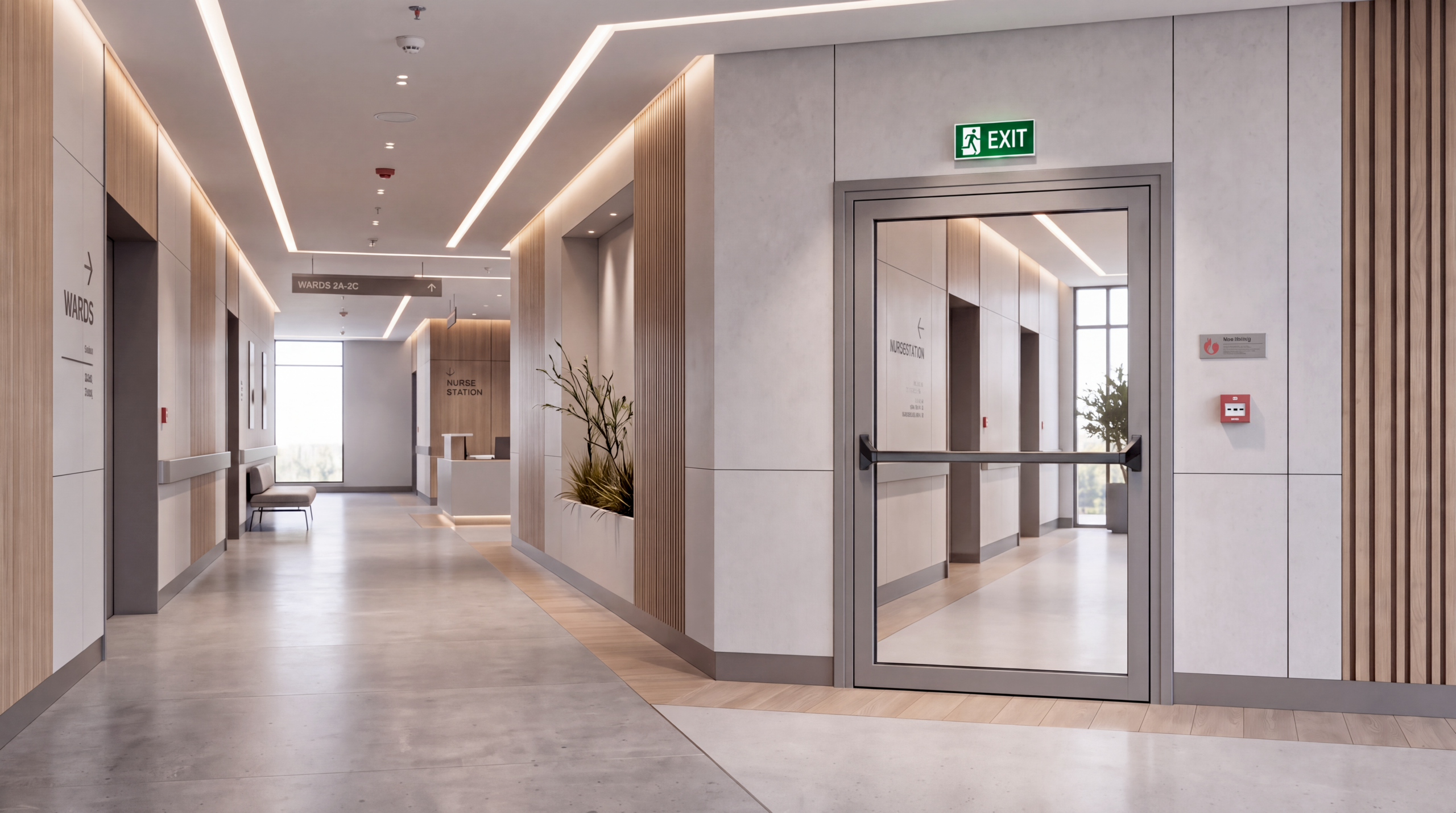 LR5500D-FR fire resistant door system in a hospital application
