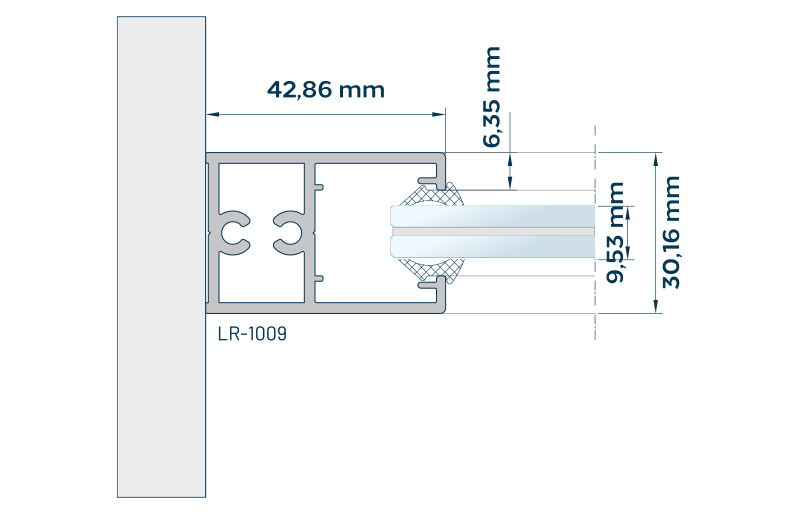 LR-1000 ince sabit cam profilinin teknik ölçüleri