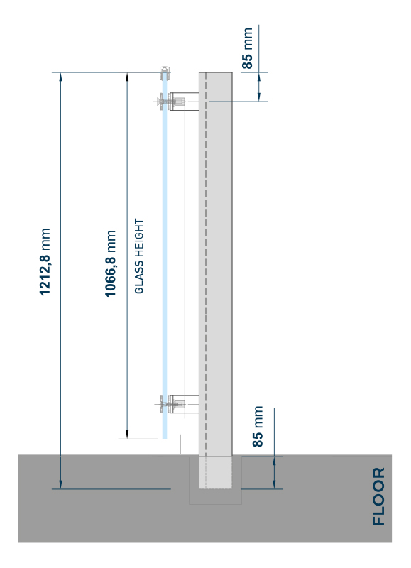 LR-4900 taşıyıcı, cam ve zemin yerleşimi teknik ölçüleri
