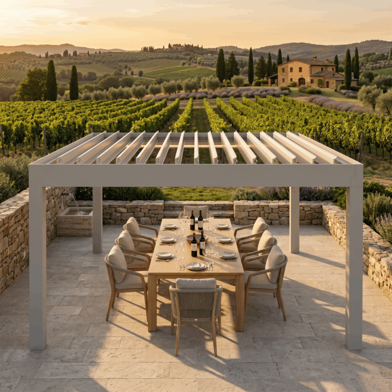LR-8800 Bioklimatik Pergola kır evi uygulaması